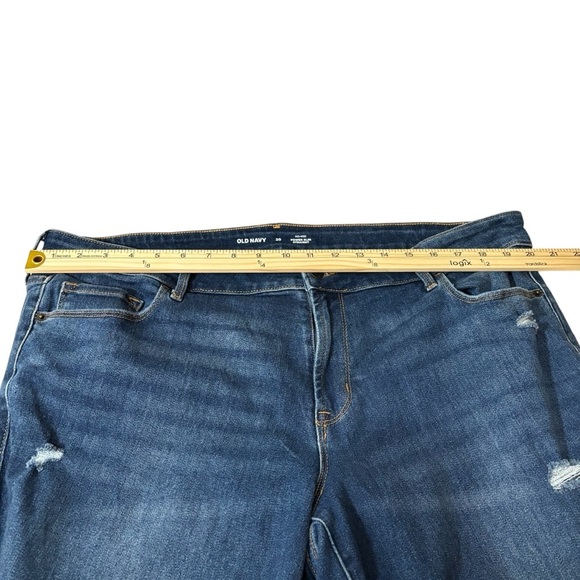 Old Navy Mid-Rise Power Slim Straight Blue Distressed Jeans Women’s Size 20 - Picture 10 of 16